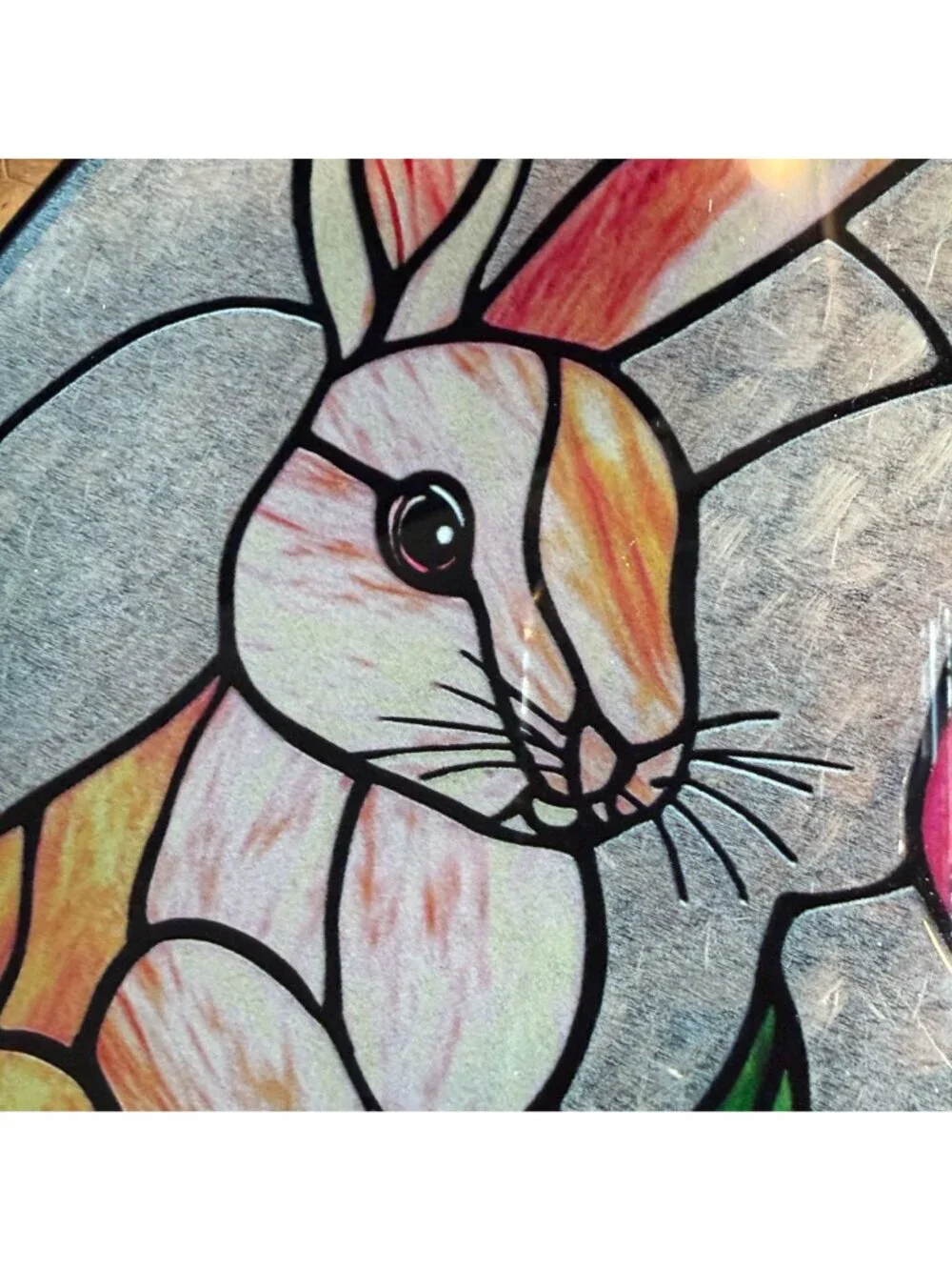 Bunny & Tulip Stained Glass Suncatcher Easter Egg Window Hanging Decor Hobby Lob